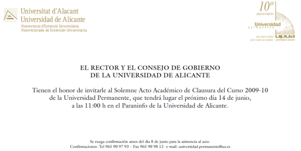 Invitación Acto de Clausura