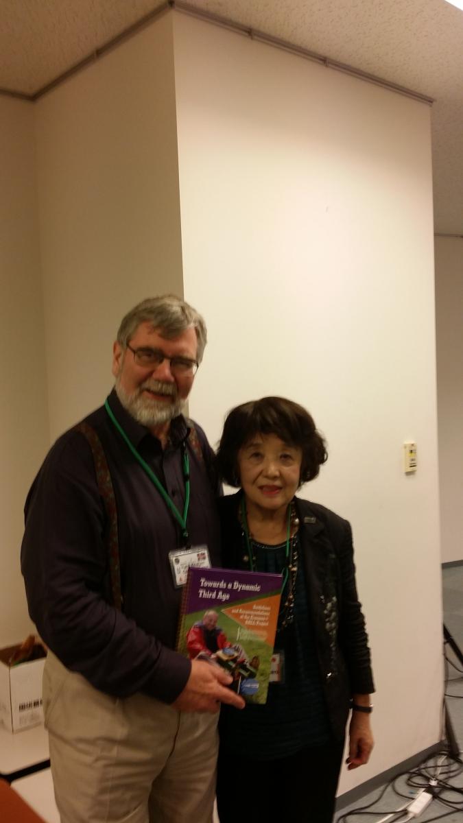 Mrs Akiko Tsukatani, director of the Age Concern Japan (Japan U3A) organizer of the conference, receiving a hard copy of the BALL recommendations